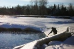 Wayne landing another mountain whitefish on the Red Deer River