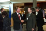 Peter Robertson greets a guest at the TEC Edmonton Launch