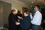Dr. Pierre Boulanger meets the media at the iCORE launch at the U of A on March 15, 2005