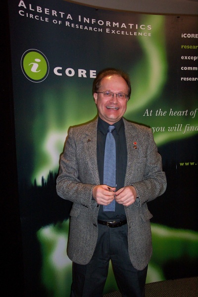 Dr. Randy Goebel, new iCORE President and CEO, beams at the launch of the two new research chairs at the UofA and Uof C