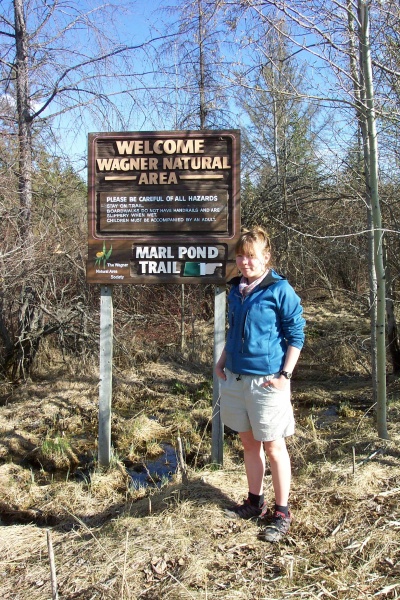 May 5, 2005 - Wagner Bog is a very special place just east of Edmonton on the Yellowhead.  The marl ponds and spruce forest are home to countless species, from rare orchids to boreal toads.  Zoe is just one many people who join the annual toad walk to hear the boreal toads whistle - they only make the sound during mating season.